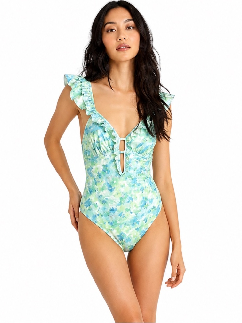 LoveShackFancy Tibbie Swimsuit Crystal Clear Blue S NWT